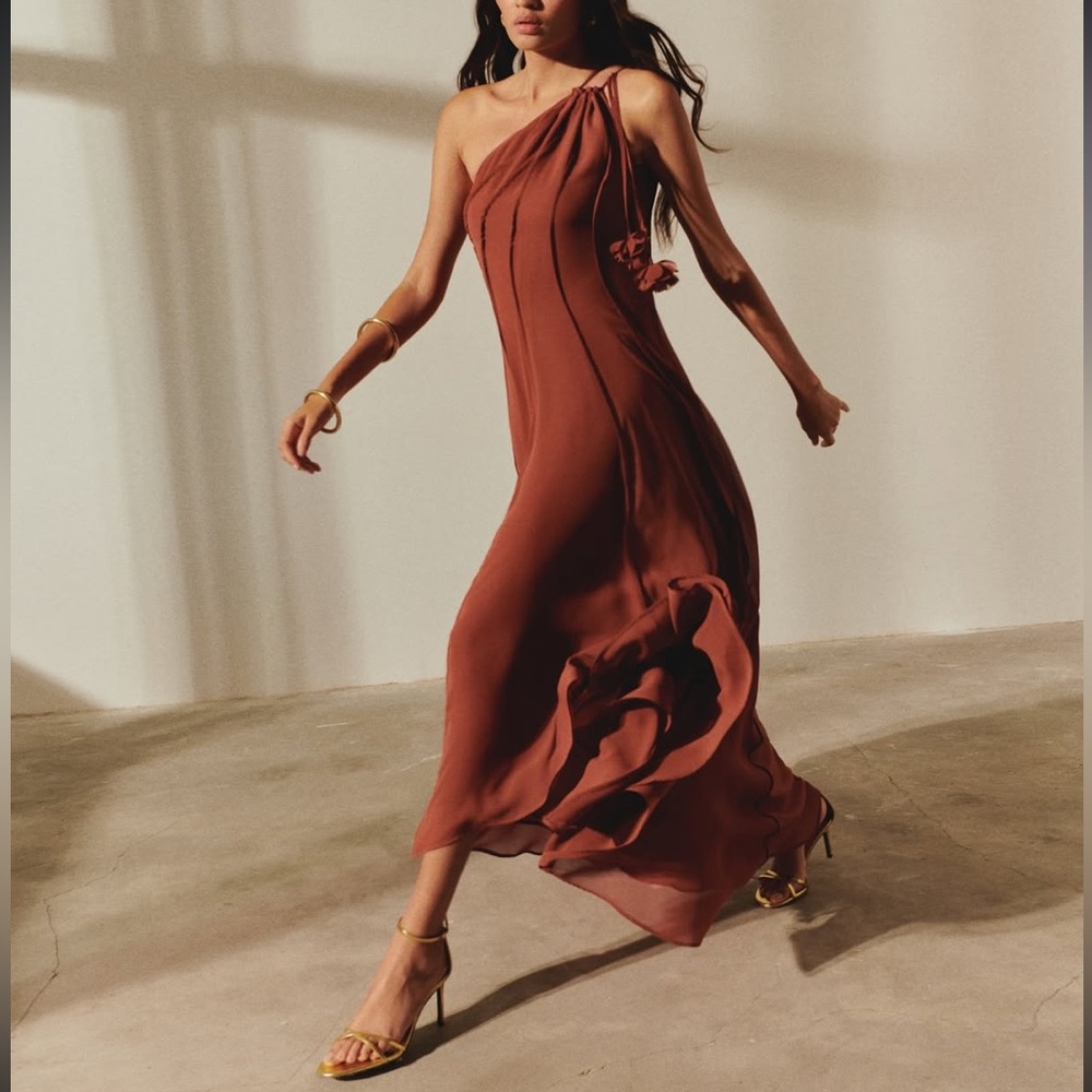 Exquise Nola Ethereal Paislee One-Shoulder Chiffon Maxi - Picture 10 of 10